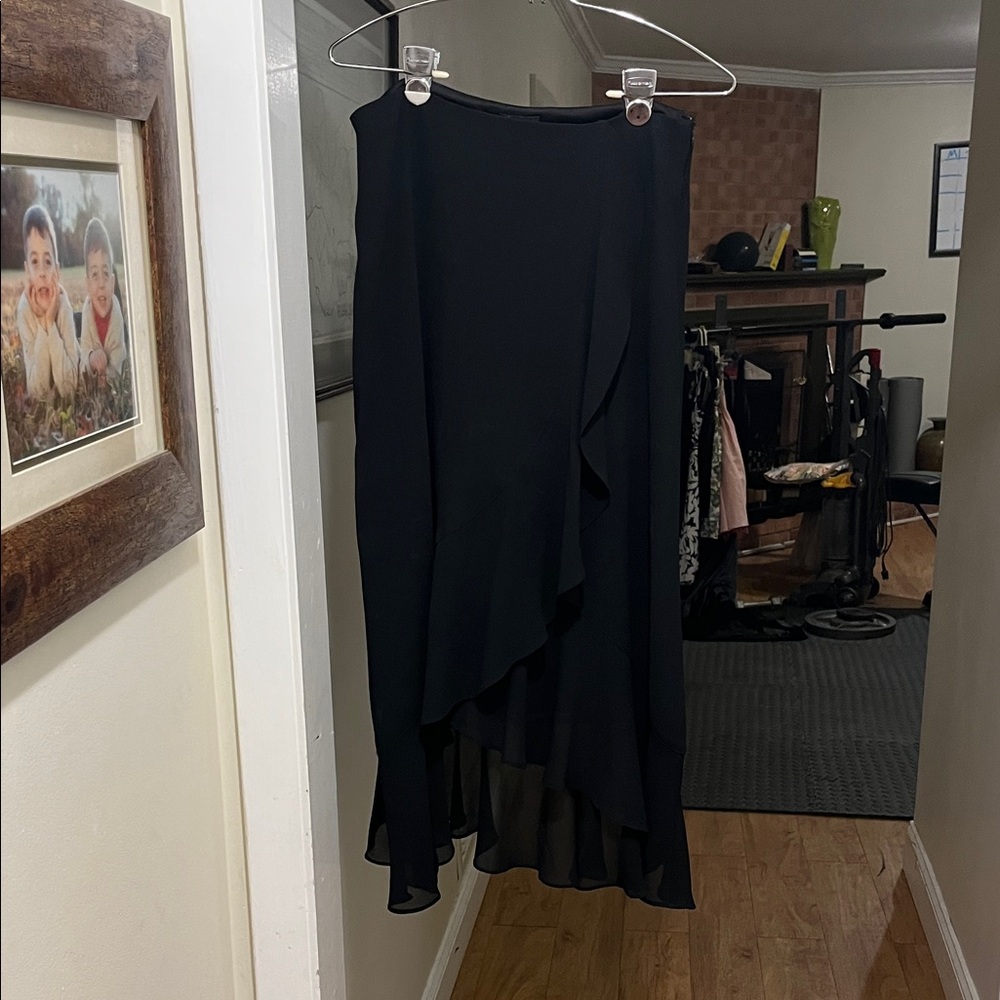 MSK Black Asymmetrical Midi Skirt